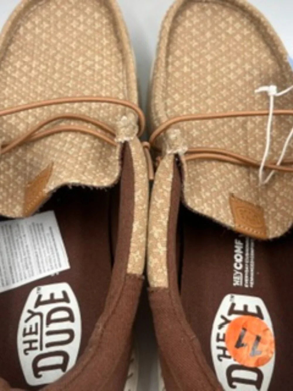 NEW Hey Dude Wally Funk Block Print Slip On Sneakers Men’s 11 Brown NWT